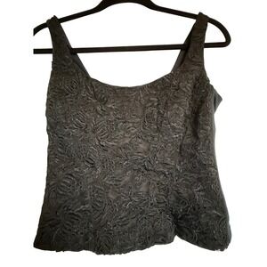 Dark Feminine Whimsy Goth Glam Rock Black Lace Corset Tank Top  Size‎ M